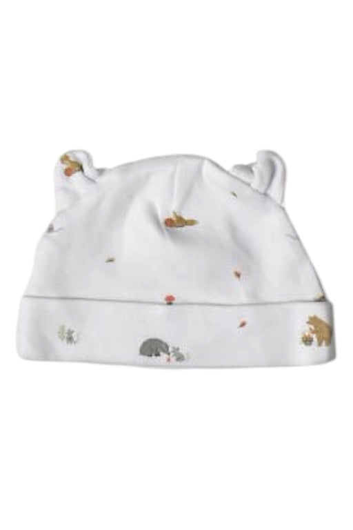 A White Winter Hats from The Little White Company in size 3-6M for neutral. (Front View)