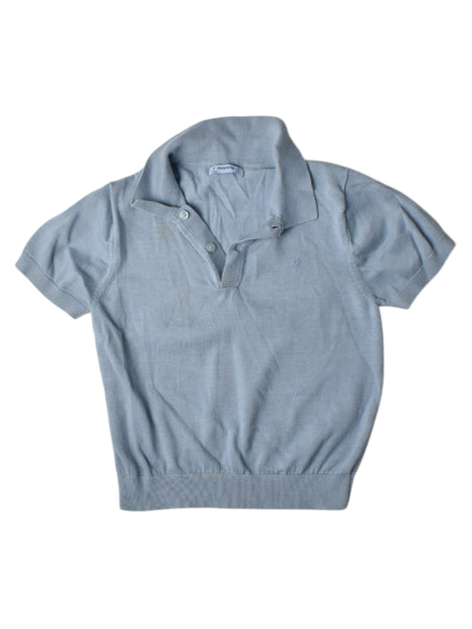 A Blue Short Sleeve Polos from Mayoral in size 5T for boy. (Front View)