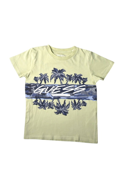 A Yellow Short Sleeve T Shirts from Guess in size 5T for boy. (Front View)