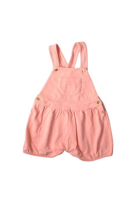 A Pink Overall Shorts from Petit Bateau in size 2T for girl. (Front View)