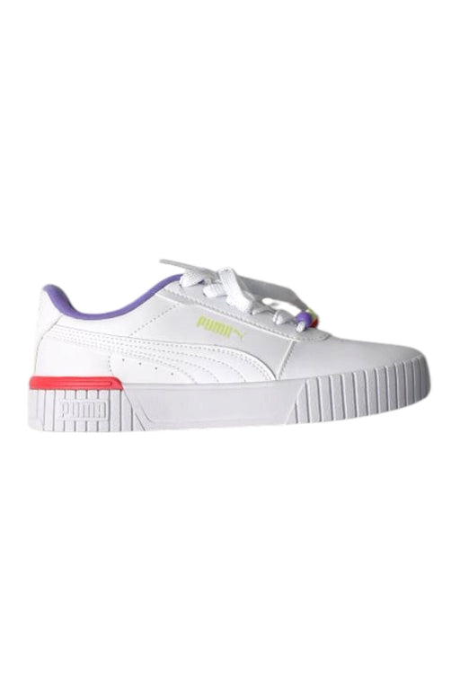 A White Sneakers from Puma in size 11Y for girl. (Front View)