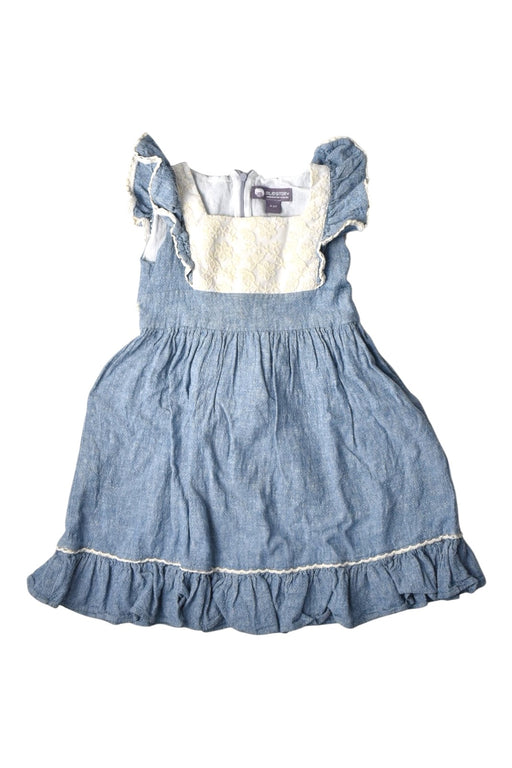 A Blue Sleeveless Dresses from EleStory in size 4T for girl. (Front View)