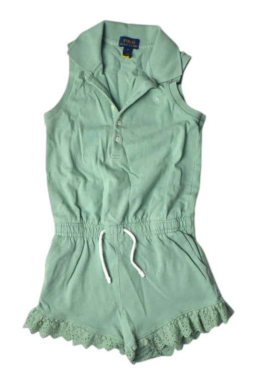 A Green Sleeveless Rompers from Polo Ralph Lauren in size 6T for girl. (Front View)