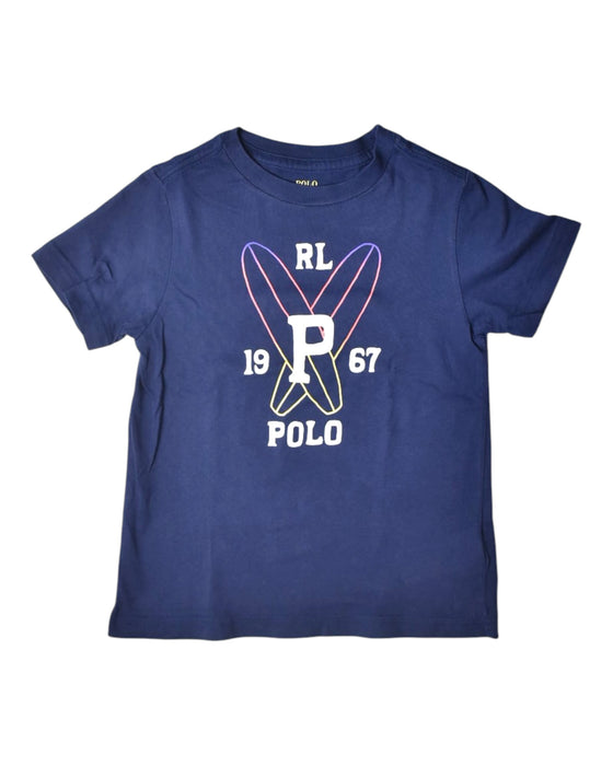 A Navy Short Sleeve T Shirts from Polo Ralph Lauren in size 4T for boy. (Front View)