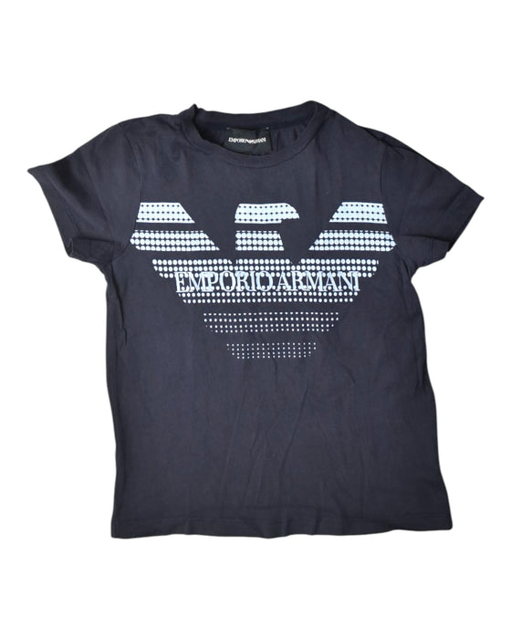 A Navy Short Sleeve T Shirts from Emporio Armani in size 6T for boy. (Front View)
