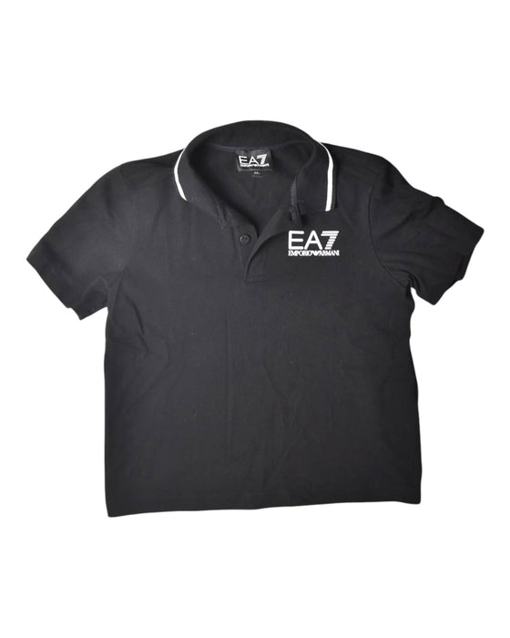 A Black Short Sleeve Polos from Emporio Armani in size 6T for boy. (Front View)
