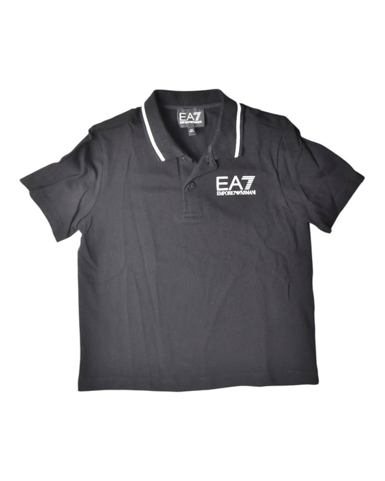A Black Short Sleeve Polos from Emporio Armani in size 6T for boy. (Front View)