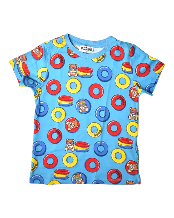 A Multicolour Short Sleeve T Shirts from Moschino in size 5T for boy. (Front View)