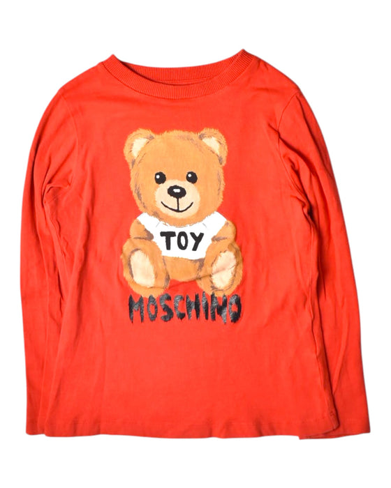 A Red Long Sleeve T Shirts from Moschino in size 5T for boy. (Front View)