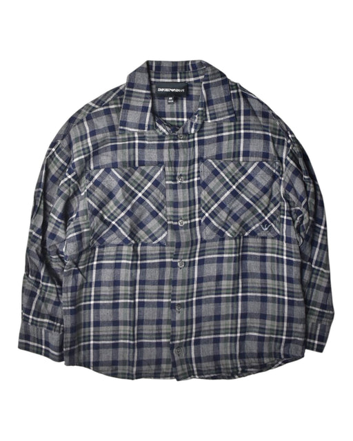A Blue Long Sleeve Shirts from Emporio Armani in size 4T for boy. (Front View)