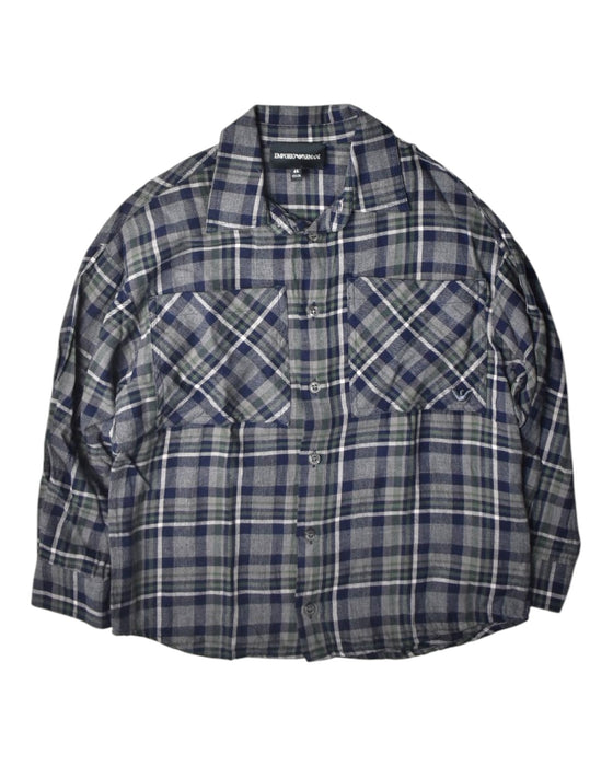 A Blue Long Sleeve Shirts from Emporio Armani in size 4T for boy. (Front View)