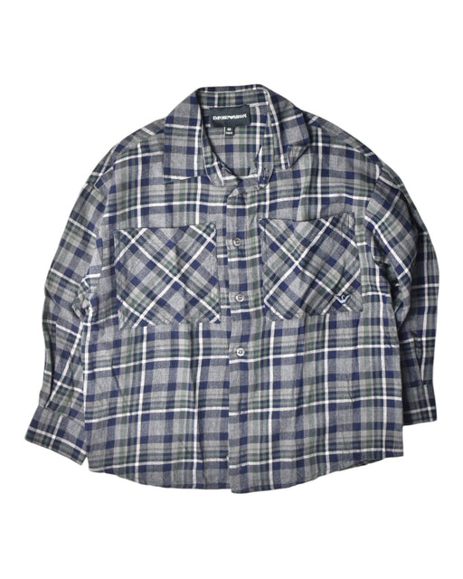 A Blue Long Sleeve Shirts from Emporio Armani in size 4T for boy. (Front View)