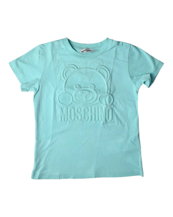 A Blue Short Sleeve T Shirts from Moschino in size 6T for boy. (Front View)