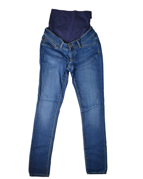 A Blue Jeans from Seraphine in size S for maternity. (Front View)