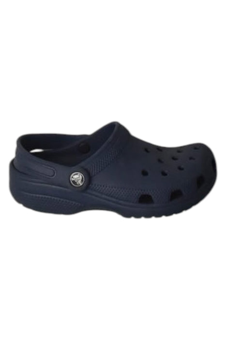 A Navy Slip Ons from Crocs in size 6T for boy. (Front View)