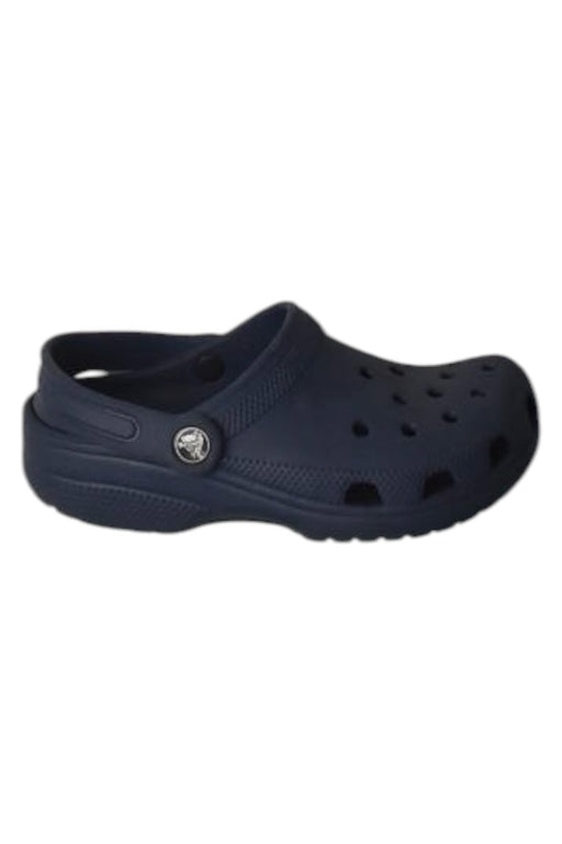 A Navy Slip Ons from Crocs in size 6T for boy. (Front View)