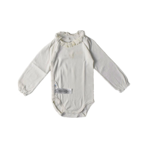 A White Long Sleeve Bodysuits from Petit Bateau in size 12-18M for girl. (Front View)
