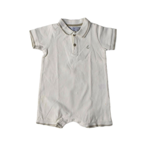 A White Short Sleeve Rompers from Petit Bateau in size 12-18M for boy. (Front View)