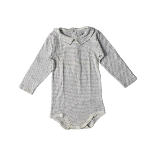 A Grey Long Sleeve Bodysuits from Petit Bateau in size 12-18M for girl. (Front View)