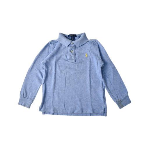 A Blue Long Sleeve Polos from Polo Ralph Lauren in size 4T for boy. (Front View)