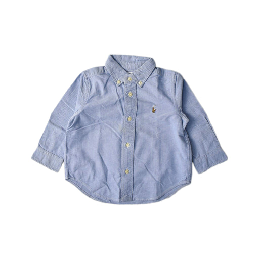 A Blue Long Sleeve Shirts from Ralph Lauren in size 12-18M for boy. (Front View)