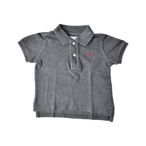 A Grey Short Sleeve Polos from Ralph Lauren in size 12-18M for boy. (Front View)