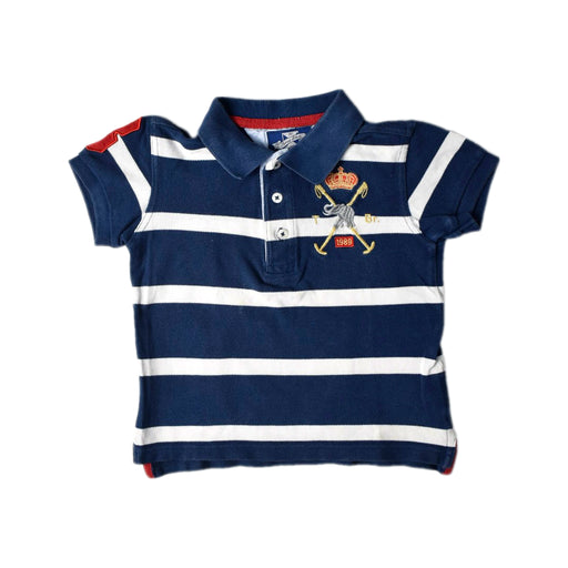 A Navy Short Sleeve Polos from Thomas Brown in size 2T for boy. (Front View)