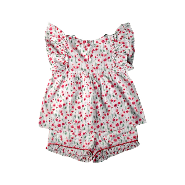 A Red Shorts Sets from La Coqueta in size 3T for girl. (Back View)