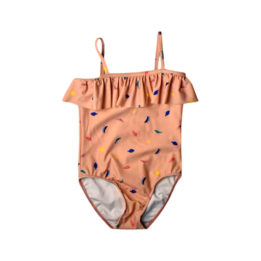 A Pink Swimsuits from Petit Bateau in size 4T for girl. (Front View)