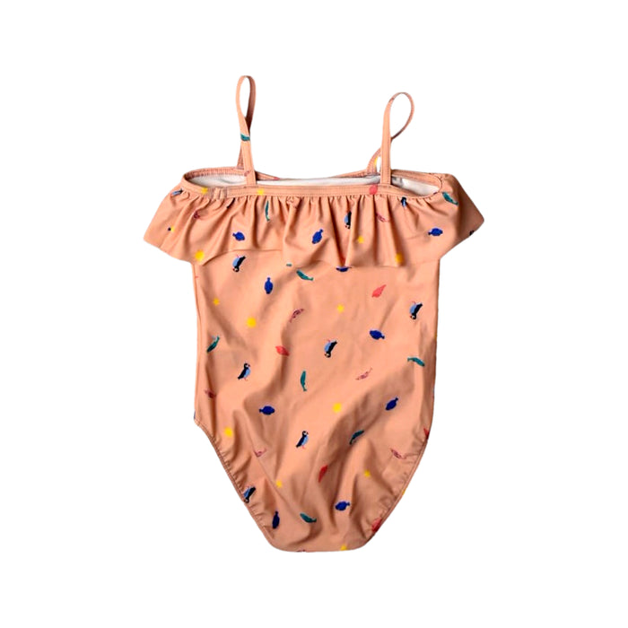 A Pink Swimsuits from Petit Bateau in size 4T for girl. (Back View)