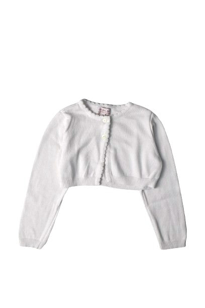 A White Cardigans from La Coqueta in size 4T for girl. (Front View)