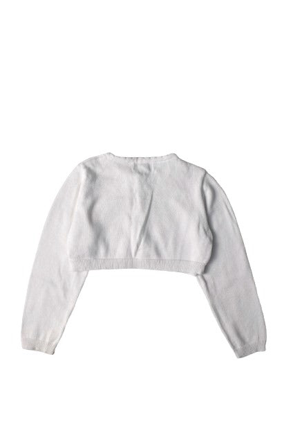 A White Cardigans from La Coqueta in size 4T for girl. (Back View)