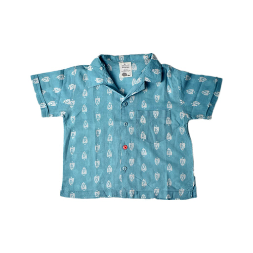 A Blue Short Sleeve Shirts from Good Earth in size 18-24M for boy. (Front View)
