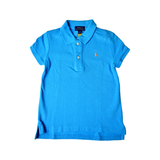A Blue Short Sleeve Polos from Polo Ralph Lauren in size 6T for boy. (Front View)