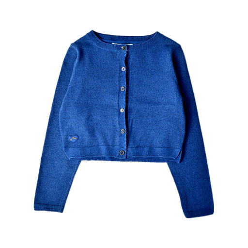 A Blue Cardigans from Chateau de Sable in size 6T for girl. (Front View)