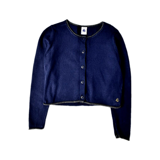 A Navy Cardigans from Petit Bateau in size 6T for girl. (Front View)