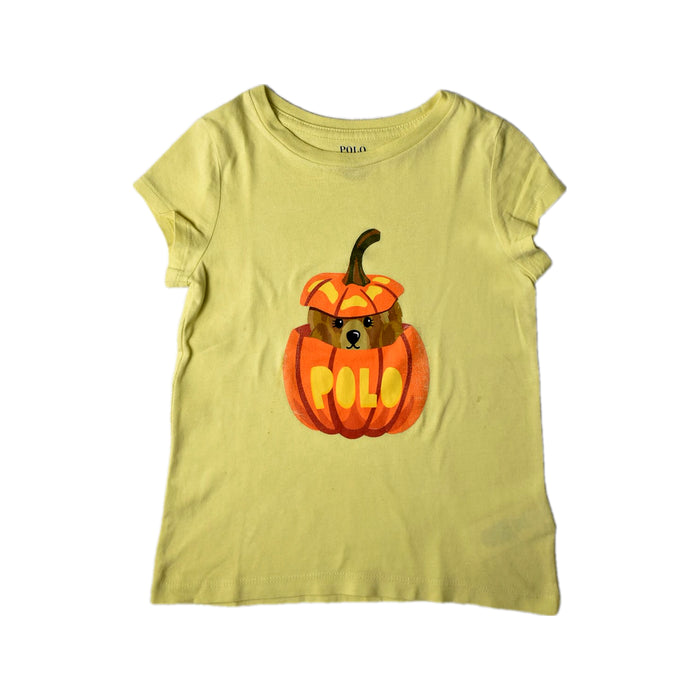 A Yellow Short Sleeve T Shirts from Polo Ralph Lauren in size 5T for girl. (Front View)