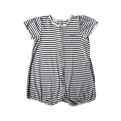 A White Short Sleeve Rompers from Petit Bateau in size 12-18M for girl. (Front View)