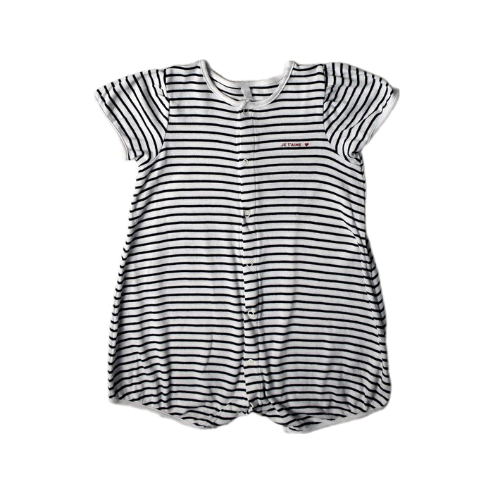 A White Short Sleeve Rompers from Petit Bateau in size 12-18M for girl. (Front View)