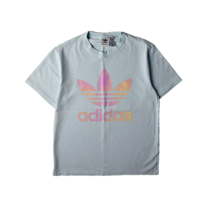 A Blue Short Sleeve T Shirts from Adidas in size 14Y for girl. (Front View)