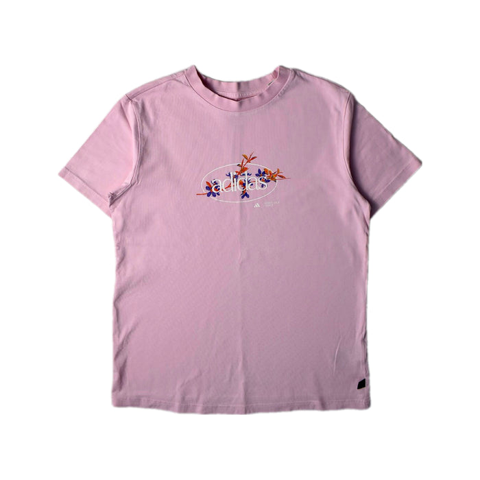 A Pink Short Sleeve T Shirts from Adidas in size 14Y for girl. (Front View)
