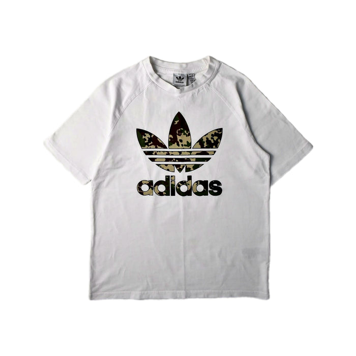 A White Short Sleeve T Shirts from Adidas in size 11Y for boy. (Front View)