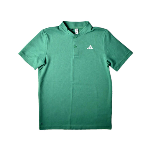 A Green Short Sleeve Polos from Adidas in size 11Y for boy. (Front View)
