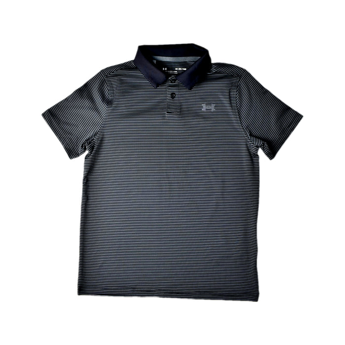 A Grey Short Sleeve Polos from Under Armour in size 10Y for boy. (Front View)