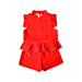 A Red Shorts Sets from Little Islanders in size 6T for girl. (Front View)