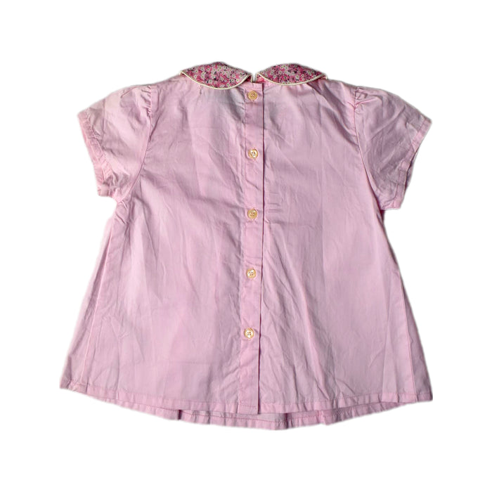 A Pink Short Sleeve Tops from Elizabeth Little in size 6T for girl. (Back View)