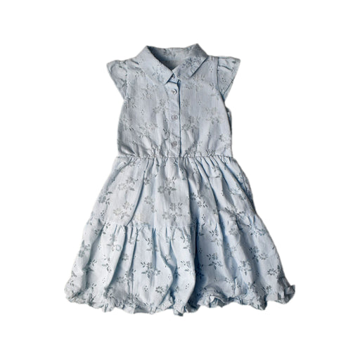 A Blue Sleeveless Dresses from Le Petit Society in size 5T for girl. (Front View)