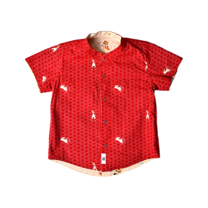 A Multicolour Short Sleeve Shirts from Maison Q in size 3T for boy. (Back View)