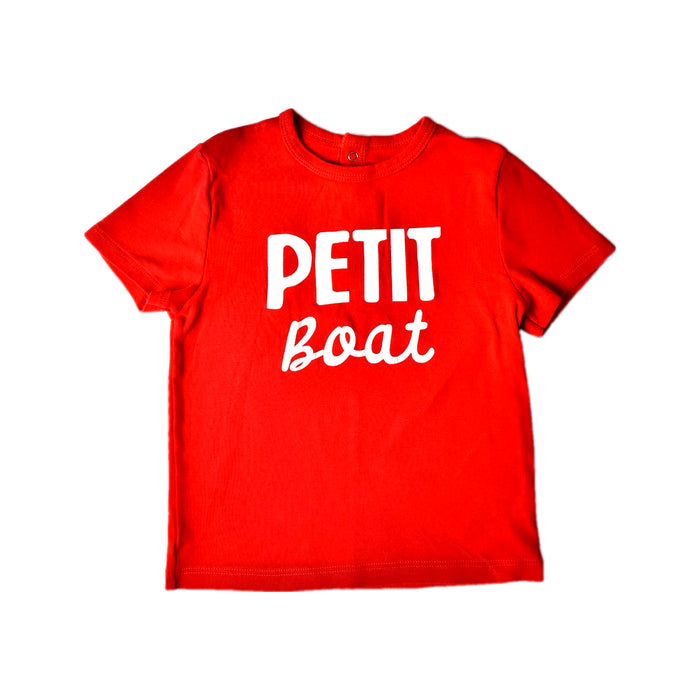 A Red Short Sleeve T Shirts from Petit Bateau in size 3T for boy. (Front View)