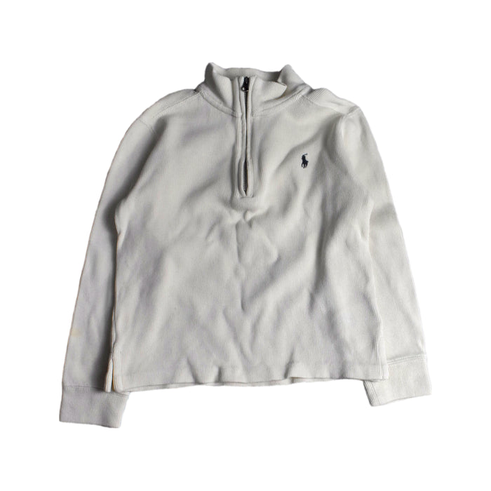 A White Zippered Sweatshirts from Polo Ralph Lauren in size 6T for boy. (Front View)